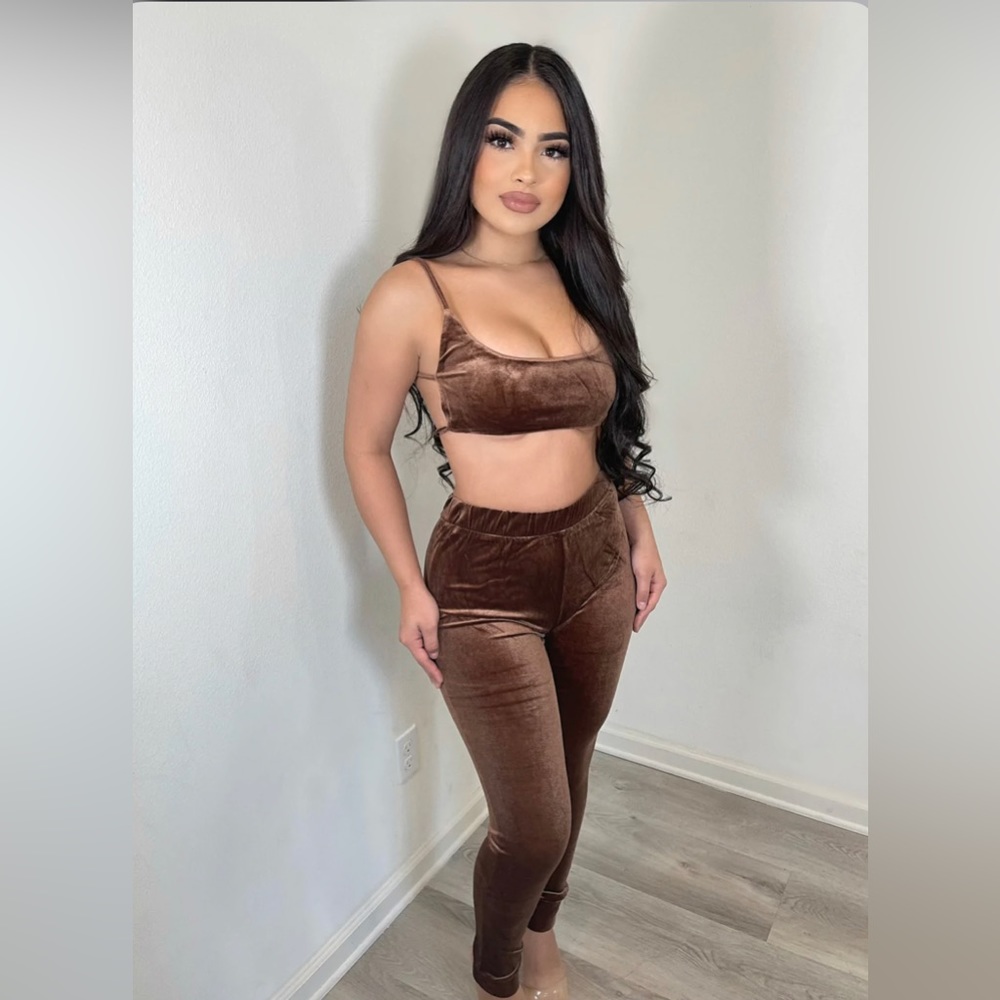 Mocha brown velvet set (S)